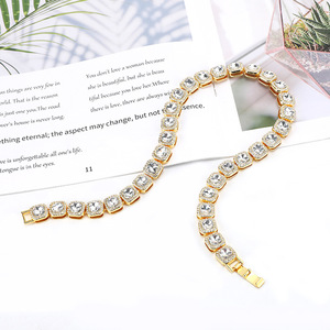 Nuevo collar de cadena de eslabones cubanos para hombres europeos y americanos, 12mm, cristal cuadrado, estilo Hip-Hop, aleación transfronteriza, Zinc, latón, Roca, azúcar