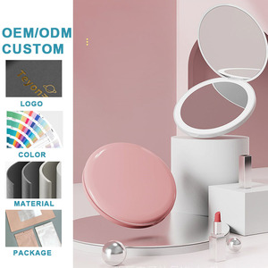 Custom Logo Travel Ronud Magnifying Folding Cosmetic <strong>Mirror</strong> Portable Handheld Mini Makeup Pocket <strong>Compact</strong> <strong>Mirrors</strong> With LED Light - Product Image 5