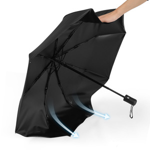 Fully <b>Automatic</b> Three-fold Folding <b>Umbrella</b> One-Button Open Black Rubber Sunshade Business Gift Advertising Logo - Product Image 3