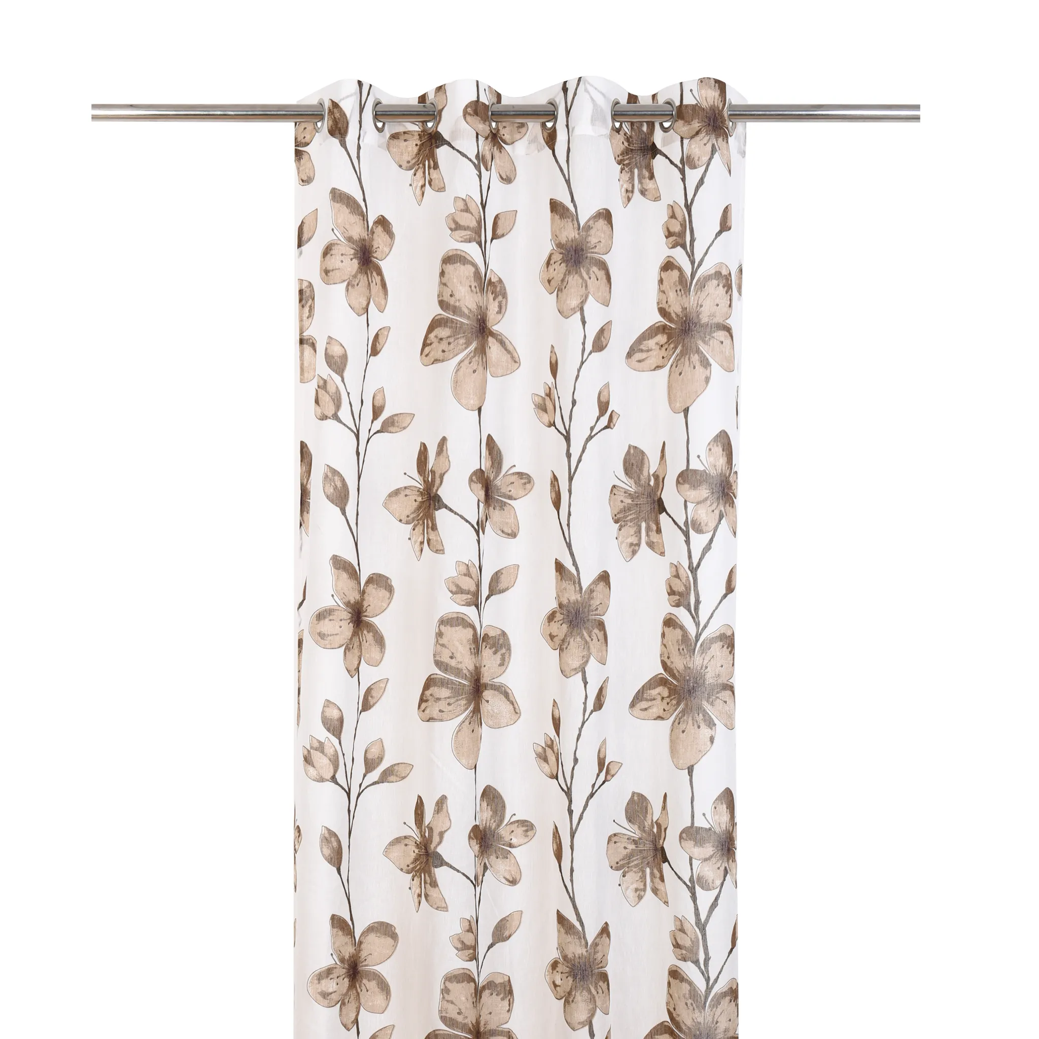 Wholesale Custom Printed Brown Sheer Curtain