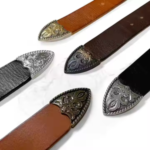 Western Men's Full Grain Leather Work Belt Auto-Lock Silver/Copper Cowboy Buckle Heavy-Duty <b>Rugged</b> Belt for Jeans & Casual Wear - Product Image 1