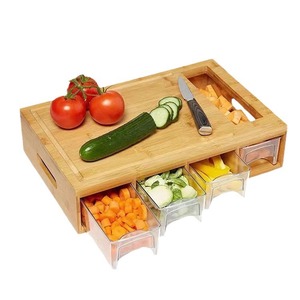 Bamboo Cutting Board With Drawers Multifunctional Kitchen Chopping <b>Block</b> Rectangle Size F69 - Product Image 5