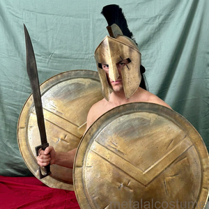 Casco y escudo espartanos con espada, disfraz de guerrero griego, disfraz del rey Leónidas para cosplay, disfraz de metal. - Product Image 2