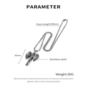 Bajo MOQ elegante gran descuento el vikingo <span class=keywords><strong>Tomahawk</strong></span> colgante plata hacha Hip Hop Collar para hombres - Product Image 6