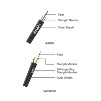 Kabel Fiber Optik Hitam FTTH 1-Core untuk Luar Ruangan dengan Kabel Serat Optik G657A1 2mm dalam Bentuk Gulungan