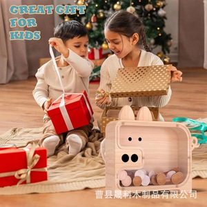 Hucha de madera con forma de cerdo para niños, caja de ahorro, regalo, almacenamiento, decoración - Product Image 1