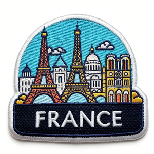Patch brodé thermocollant France, forme irrégulière, en feutre non tissé, applique décorative, cadeau - Product Image 1