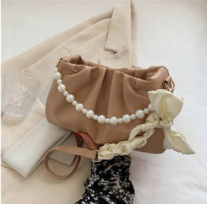 Bolso de moda para mujer, bolso de mano con cadena de perlas, cuero PU, elegante bolso de hombro para mujer - Product Image 4