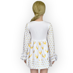 Robe pour bébé fille à manches longues, motifs d'hiver à volants, personnalisation par impression numérique, vêtements d'automne pour fillette - Product Image 6