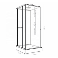 Oumeiga Cabine de douche en verre moderne 80x80 90x90cm porte pliante coulissante noire mate pour petit espace 5mm d'épaisseur pour hôtels appartements