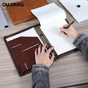 الأعمال جلد طبيعي A4 مؤتمر مجلد ملفات حافظة مستندات المنظم حقيبة سستة مجلد ملف ل 12.9 بوصة باد - Product Image 3