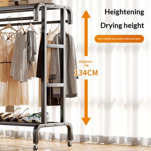 Porte-vêtements robuste à double tringle, <span class=keywords><strong>support</strong></span> de présentation en métal, organisateur de placard, étagère <span class=keywords><strong>pour</strong></span> chambre et salon - Product Image 3
