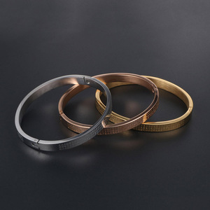 Chinese Style Titanium Steel Minimalist <b>Bracelet</b> 24K Gold Plated Heart Sutra Design For Men Women SZ020 - Product Image 4