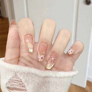 Lot de 24 faux ongles carrés prêts à poser, motif diamant champagne, <span class=keywords><strong>pour</strong></span> manucure rapide - Product Image 5