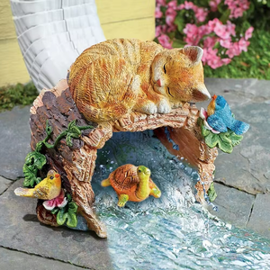 야외 친환경 폴리 수지 조각 정원 동상 동물 패턴 고양이 다운파우트 확장 - Product Image 3