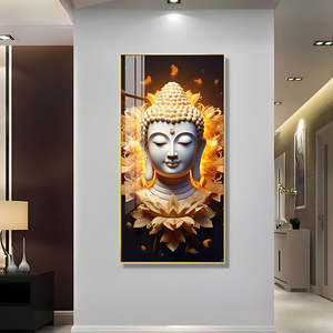 HUAMIAO Wholesale <strong>Buddha</strong> Crystal Porcelain <strong>Painting</strong> Modern <strong>Buddha</strong> With Lotus Wall Picture Wall Art <strong>Painting</strong> - Product Image 1