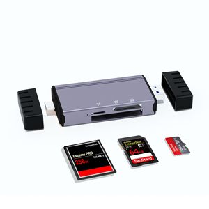 Bộ chuyển đổi lưu trữ kim loại tương thích đa năng cf2.03.04.0 Đầu đọc thẻ ba trong một cho thẻ CF/SD/TF cho máy tính xách tay & Máy tính để bàn - Product Image 1