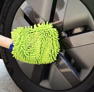YIZHI 2 pièces Gants de lavage de voiture en microfibre chenille, sans rayures, sans peluches, absorbants, double face, orange - Product Image 2