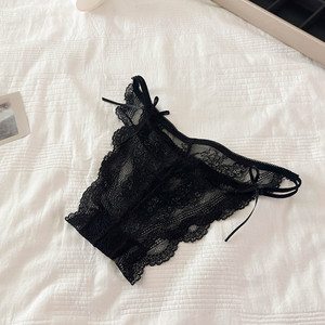 Braguitas de encaje francesas sexys al por mayor para mujer, de cintura baja, con lazo lateral, transparentes, de malla, transpirables, OEM - Product Image 5