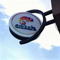 Enseigne Murale Ronde LED Personnalisée pour Extérieur, Logo Commercial 3D, Lettres Lumineuses, Boîte à Lumière Publicitaire LED