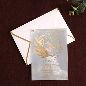 Invitations de <span class=keywords><strong>mariage</strong></span> en couches de vélin en feuille d'or et réservez les dates avec photo - Product Image 5
