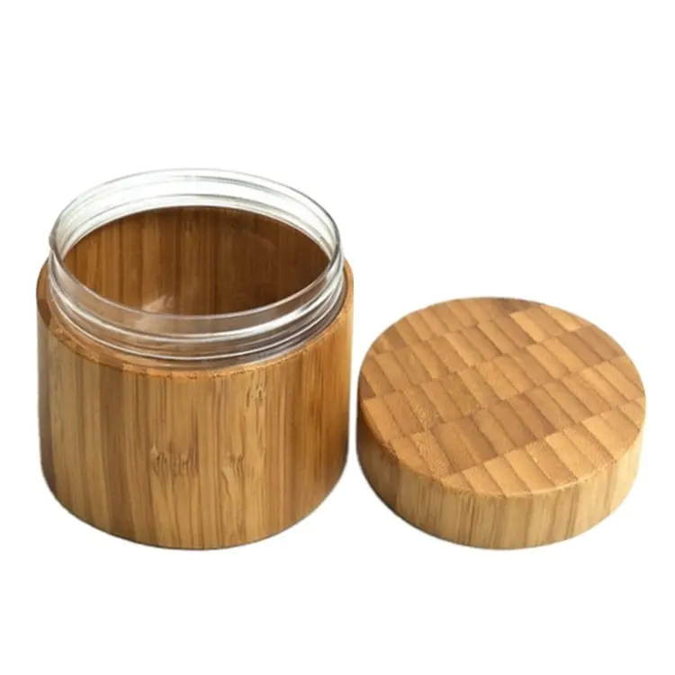 竹蓋付き木製竹クリームジャー売れ筋空詰め替え化粧品クリーム容器