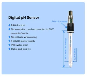 Online büyük 4 ila 20 ma rs485 de TDS pH probu, su kalitesi test cihazı endüstriyel dijital aquaponics hydroponics 0-14 pH sensörü