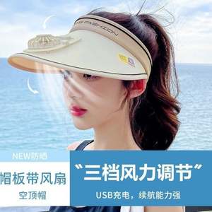 Chapeau de ventilateur rechargeable anti-ultraviolet d'été pour femmes avec grand avant-toit pour l'équitation et la randonnée décontractées - Product Image 4