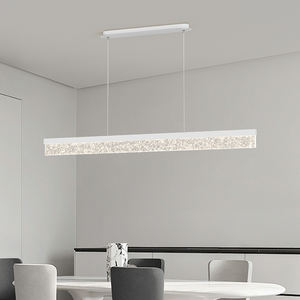 モダンな室内装飾ブラックアルミニウム長方形ロングシャンデリアライト白色アクリルLEDリニア天井ペンダント吊りランプ - Product Image 5