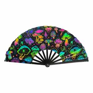 Ventiladores de mano grandes personalizables de nailon plegables con estampado por sublimación QM, con diseño de botas plegables sobre el suelo y efecto de sonido de botas en el suelo - Product Image 6