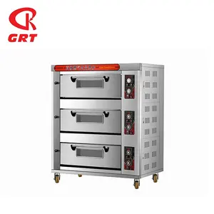 GRT-HTR-60Q profesyonel fırın ekipmanları üçlü güverte gaz tost makinesi fırın