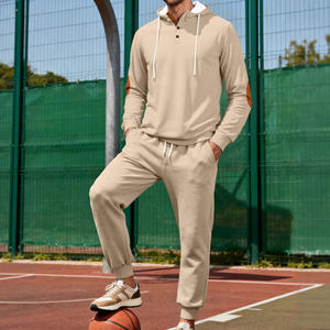 ชุดเสื้อฮู้ดผู้ชายแบบครอสบอร์เดอร์ สำหรับฤดูใบไม้ร่วงและฤดูหนาว ชุดลำลองถักนิตติ้งลายแจ็คการ์ด ชุดสองชิ้นสำหรับใส่ในชีวิตประจำวัน - Product Image 1