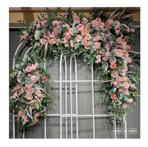 Flower Arrangement Wedding Floral Wall Panel Corner Rose Pink Artificial Wedding Arch Flowers