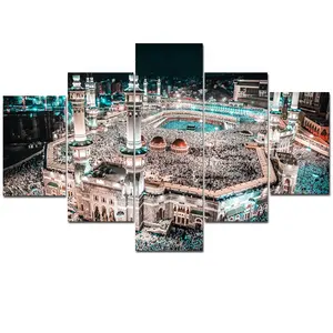 Home Decor High Quality 5 Panel Muslim Modern Islam Picture Decorating Islamic Wall Art