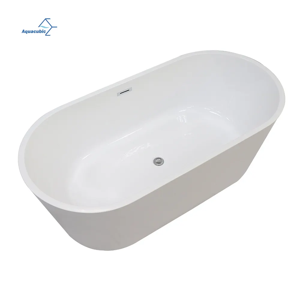 Bañera acrílica de soporte libre blanca para interiores moderna, bañera de baño independiente, bañeras de inmersión solas
