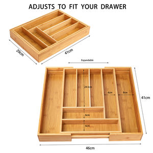 Boîte de rangement en bambou pour <span class=keywords><strong>tiroir</strong></span>, plateau pour vaisselle, boîte de rangement de bureau, séparateur de <span class=keywords><strong>tiroir</strong></span> en <span class=keywords><strong>bois</strong></span> pour couteaux de cuisine - Product Image 6