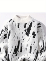 Pull en tricot jacquard chaud d'hiver personnalisé 100% pull en tricot à col rond et fourrure en nylon pour hommes