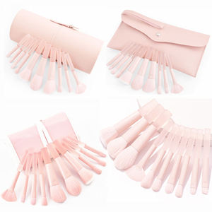 Nuevo Set de 10 Mini Brochas de Maquillaje Rosadas con Mango Mate Transparente, Brochas de Maquillaje Portátiles de Pelo Suave, Herramientas de Belleza - Product Image 1