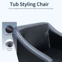 Chaise de barbier professionnelle au design rétro minimaliste, style classique, revêtement en cuir PU, base noire mate, rotation à 360 degrés, pour salon de coiffure