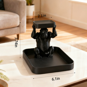Jinccai Figurine d'animal en forme de gorille, en plastique, résistante au vent, pour plateau décoratif, bureau, rangement, salon - Product Image 6