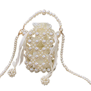 Tas Selempang Mini Silinder PVC Mutiara Musim Panas Baru untuk Anak Perempuan, Buatan Tangan, Berhias Manik-Manik, Penutup Tali Serut, Gaya Ultra-Fairy - Product Image 5