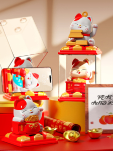 แมวกวักพลังงานแสงอาทิตย์ ของตกแต่งบ้าน/สำนักงาน ทำจากพลาสติก - Product Image 2