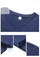 T-shirt homme col en V coupe ajustée gothique avec logo personnalisé, 100 % coton 180 GSM, manches courtes, motif nœuds, tissu peigné décontracté