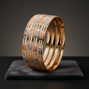 Wholesale Custom 3 Tone <b>Gold</b> Filled <b>Bangles</b>, 3 Tone <b>Gold</b> Plated Forming <b>Bangles</b>, Fashion <b>Bangles</b>, Tri Color Brass <b>Bangles</b> Set. - Product Image 2