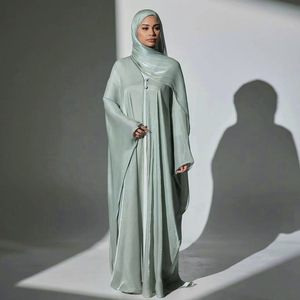 Wd596 Thanh Lịch Rắn Màu Sắc Đảo Nhăn Cardigan Áo Choàng khiêm tốn Abaya Cho Mùa Hè Ramadan <span class=keywords><strong>Dubai</strong></span> Thổ Nhĩ Kỳ - Product Image 2