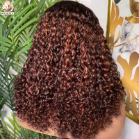 Peluca de Cabello Humano Brasileño con Cierre de Encaje HD 5x5, sin Pegamento, Lista para Usar, con Reflejos P4/30, Rizada, 200% de Densidad, para Mujer