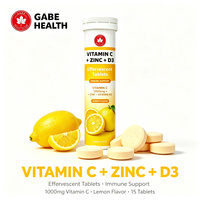 Comprimés effervescents ODM/OEM de Vitamine C 1000mg, Zinc et D3 pour le soutien immunitaire, antioxydant, collagène, santé osseuse, saveur citron, personnalisables