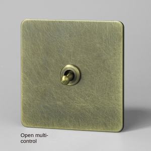 Rétro interrupteur à bascule interrupteur mural gradateur d'alimentation pour lumières panneau en acier inoxydable prise en cuivre - Product Image 5