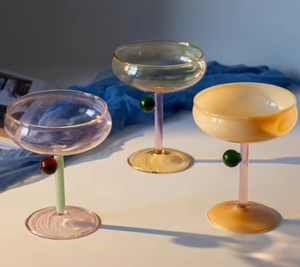 Verre à <span class=keywords><strong>vin</strong></span> en verre soufflé sur mesure, motif 'Sugar Bean Bubble' contrasté, 200 ml, pied haut, forme 'Queue de Poulet', vente en gros - Product Image 3