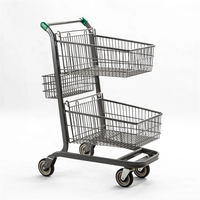Chariot de supermarché d'usine populaire, Double panier, conception personnalisée à vendre